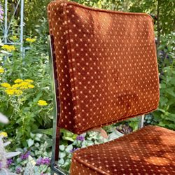 BOLD 🧡 Mid-Century Chrome Dining Chairs in Burnt Orange Velvet 