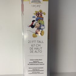 Disney MICKEY MOUSE with STACK OF PRESENTS Christmas WALL CLING 2.1 FT. Tall