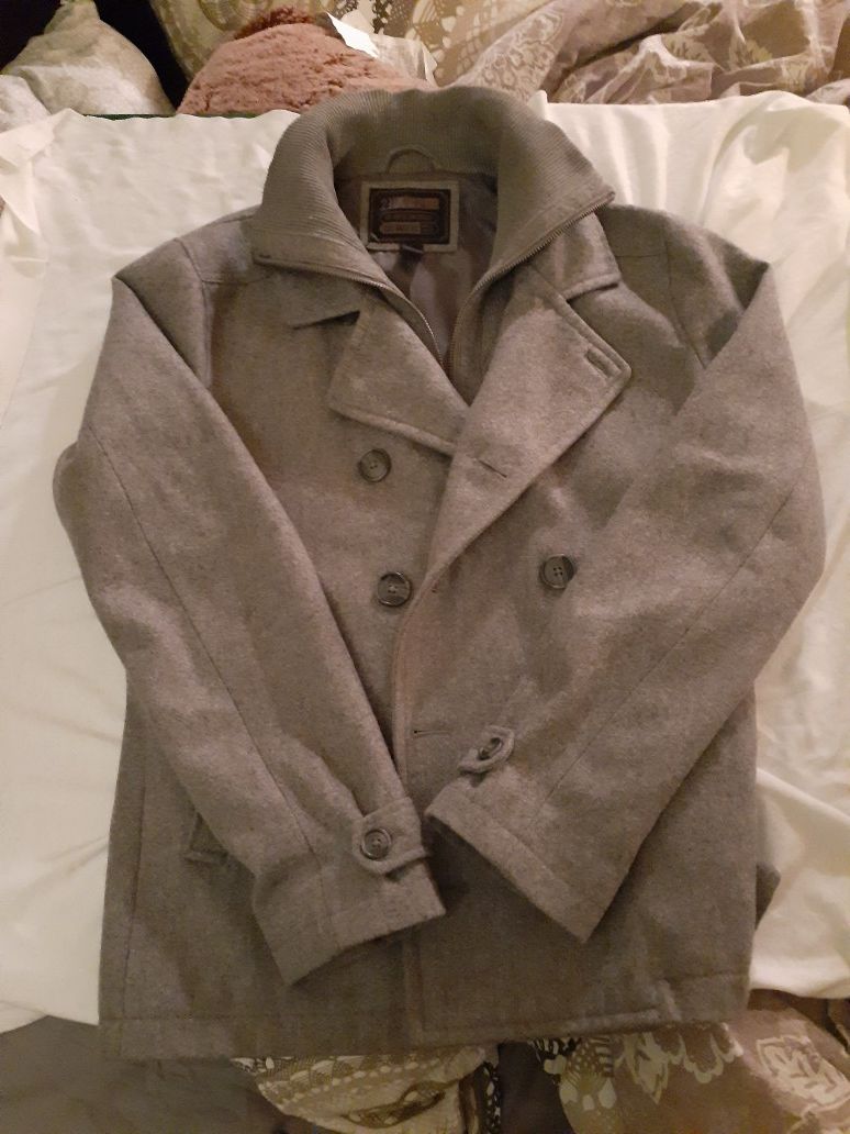 Medium 21 men double breasted grey peacoat