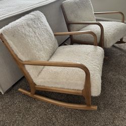 Esters Wood Armchair Sherpa White - Project 62 | Modern Target Sherpa Rocking Chair