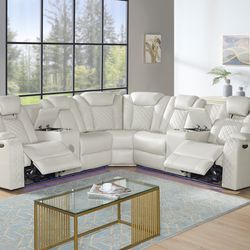 White Reclining Sectional