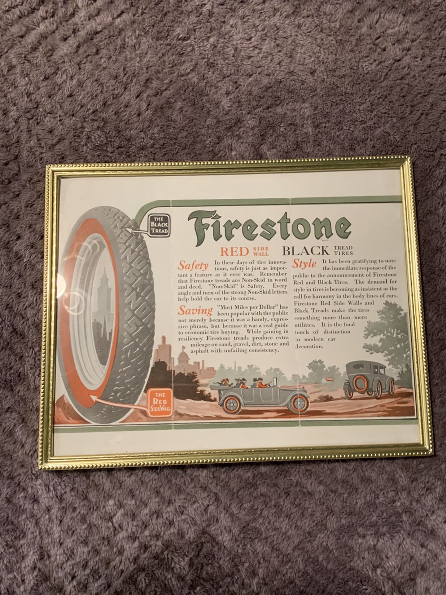 Mint conditionVintage 1916 fire stone red side wall tire Advertising  Pamphlet