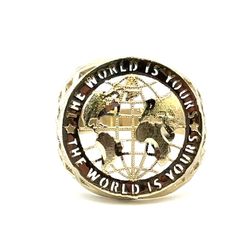 Men’s 10k Yellow Gold The World Is Yours Globe Earth Ring Size 10.5 GP3122152