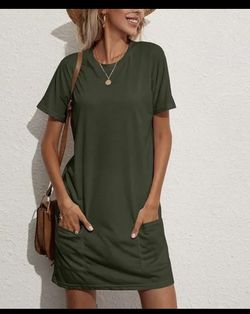 New Army Green T-Shirt Dress Sz SMALL