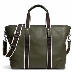 Coach Leather Weekender Duffel Carry On Bag Heritage XL Dark Army Green 71169
