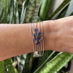 Sterling Silver with Blue Beaded Bracelet