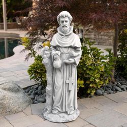 Reduced - Broken Foot - 31" Tall Indoor/Outdoor Saint Francis Standing Statue Yard Art Decoration