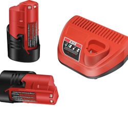 Paquete de 2 baterías de 3.0Ah 12V 48-11-2420 y cargador rápido para herramientas Mliwaukee de 12 V