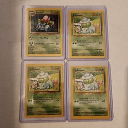 Pokemon Base Set Bulbasaur(x3) & Ivysaur Lot