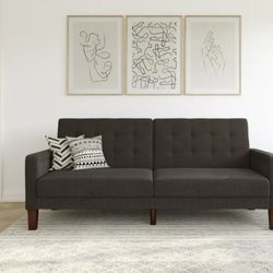 Better Homes & Gardens Futón Capitoné de Tela Porter Lino Gris