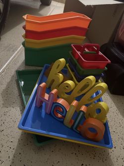Classroom/playroom trays, filers, pencil holders and some decor.