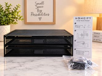 Office 2-drawer black mesh under-desk organizer