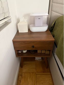 Mid-Century Modern Walnut Nightstand w/ Hidden Compartment