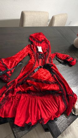 Girls Victorian witch/ Red Robin Hood costume