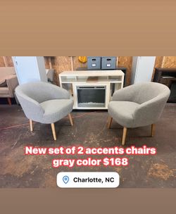 Brand new set of 2 accents chairs gray color