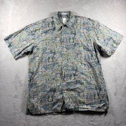 Burma Bibas Men’s M Button Up Shirt Geometric Floral Print Short Sleeve Y2K #10A