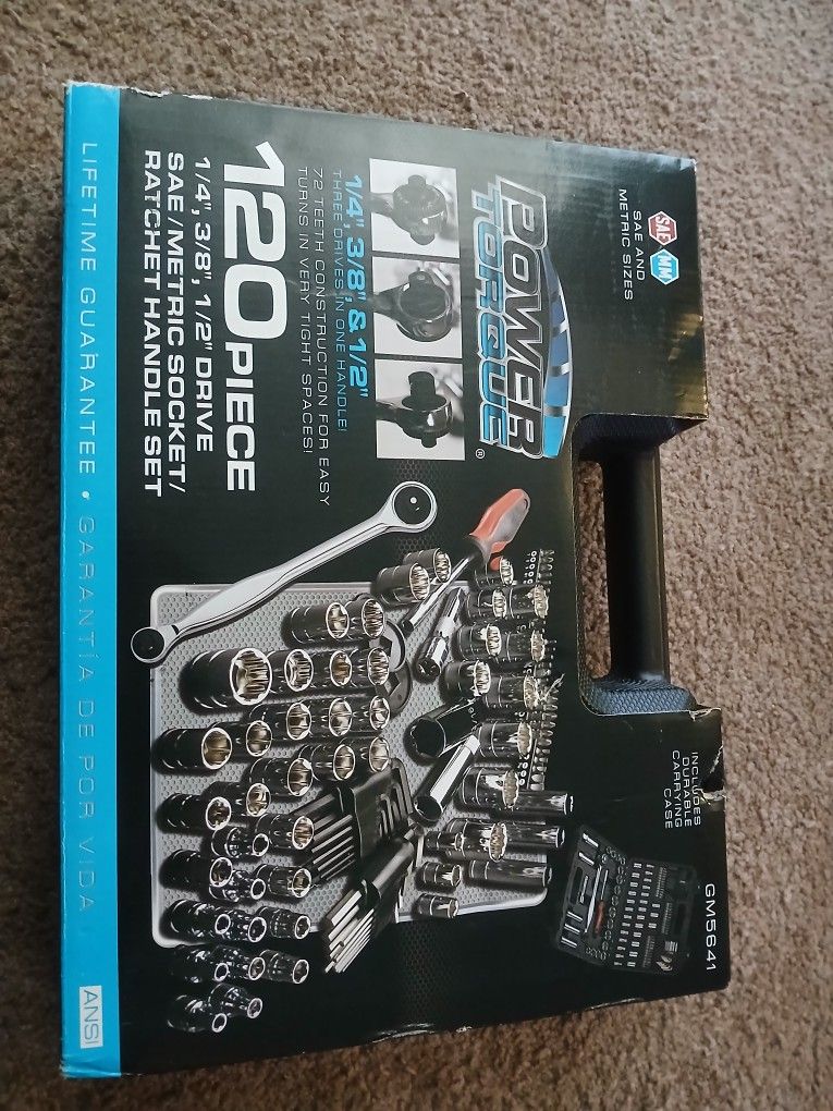 Power Torque 120 Piece Metric Socket/Ratchet Handle Set