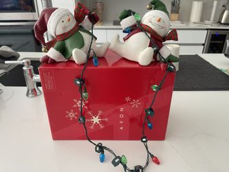 Snowman Lighted Decorative Holder From Avon