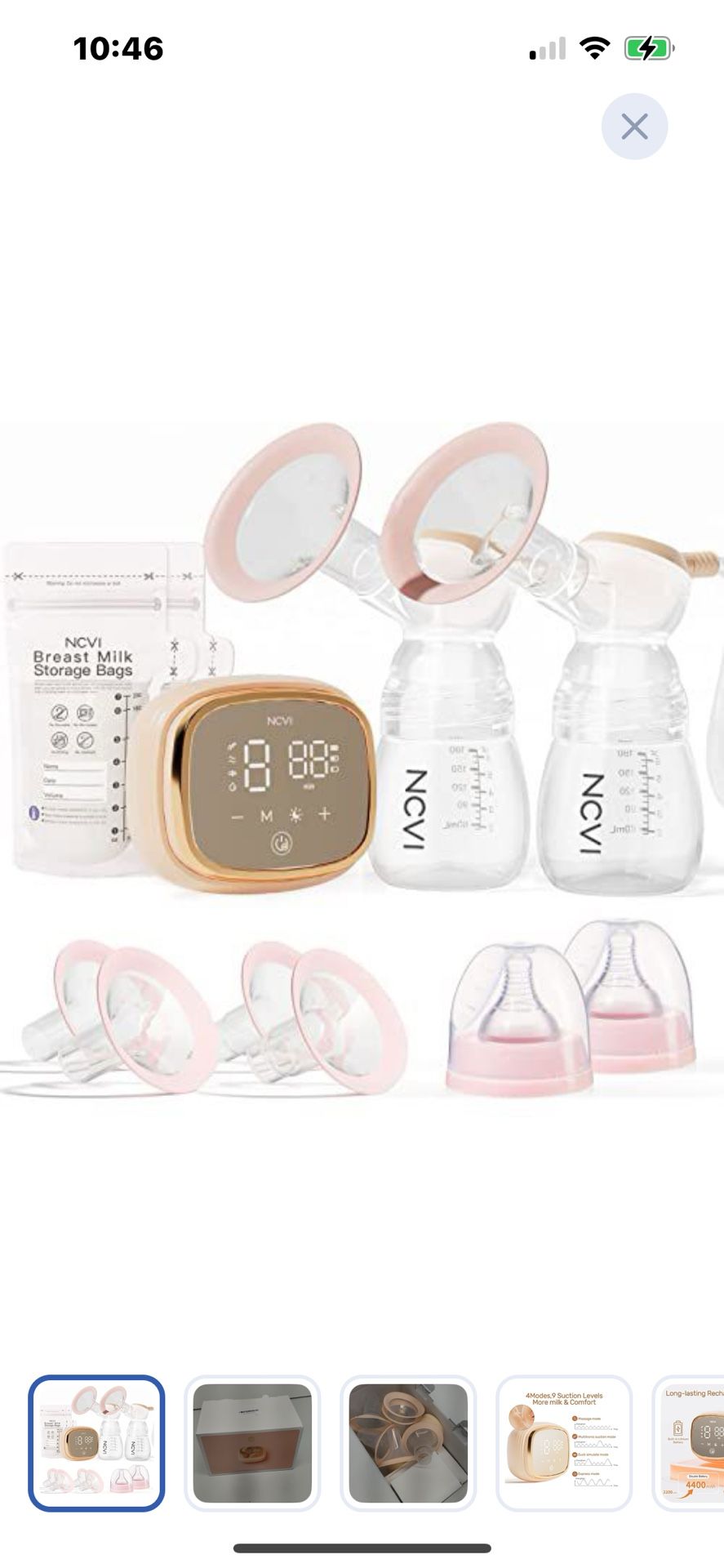 “New”NCVI Double Breast Pump”Upgraded Battery W/night Light(4 Modes,9 Levels)retail$69