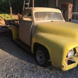 1955 FORD F100 CHOP TOP,REVERSE OPEN DOORS,ABANDONED PROJECT, EYES  TO BIG FOR WALLET