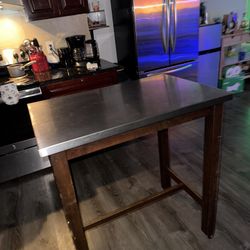 Stainless Steel Table With Wheels. 