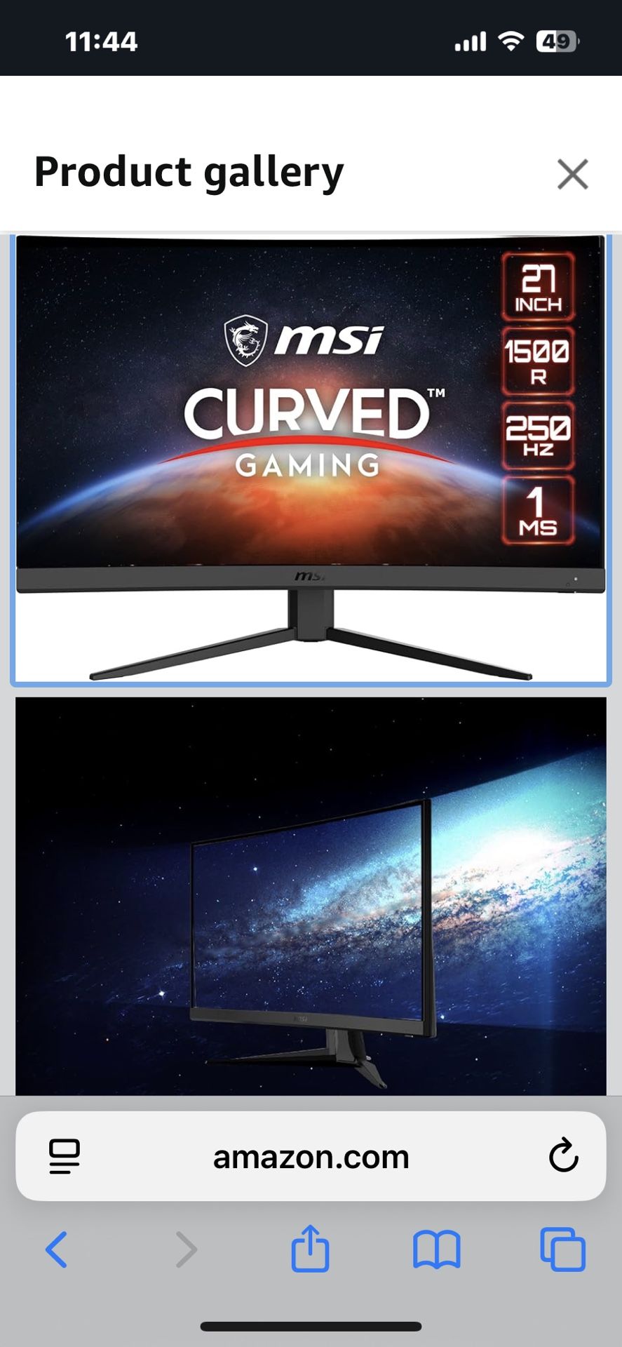 MSI Curved Gaming Monitor 27 Inch 