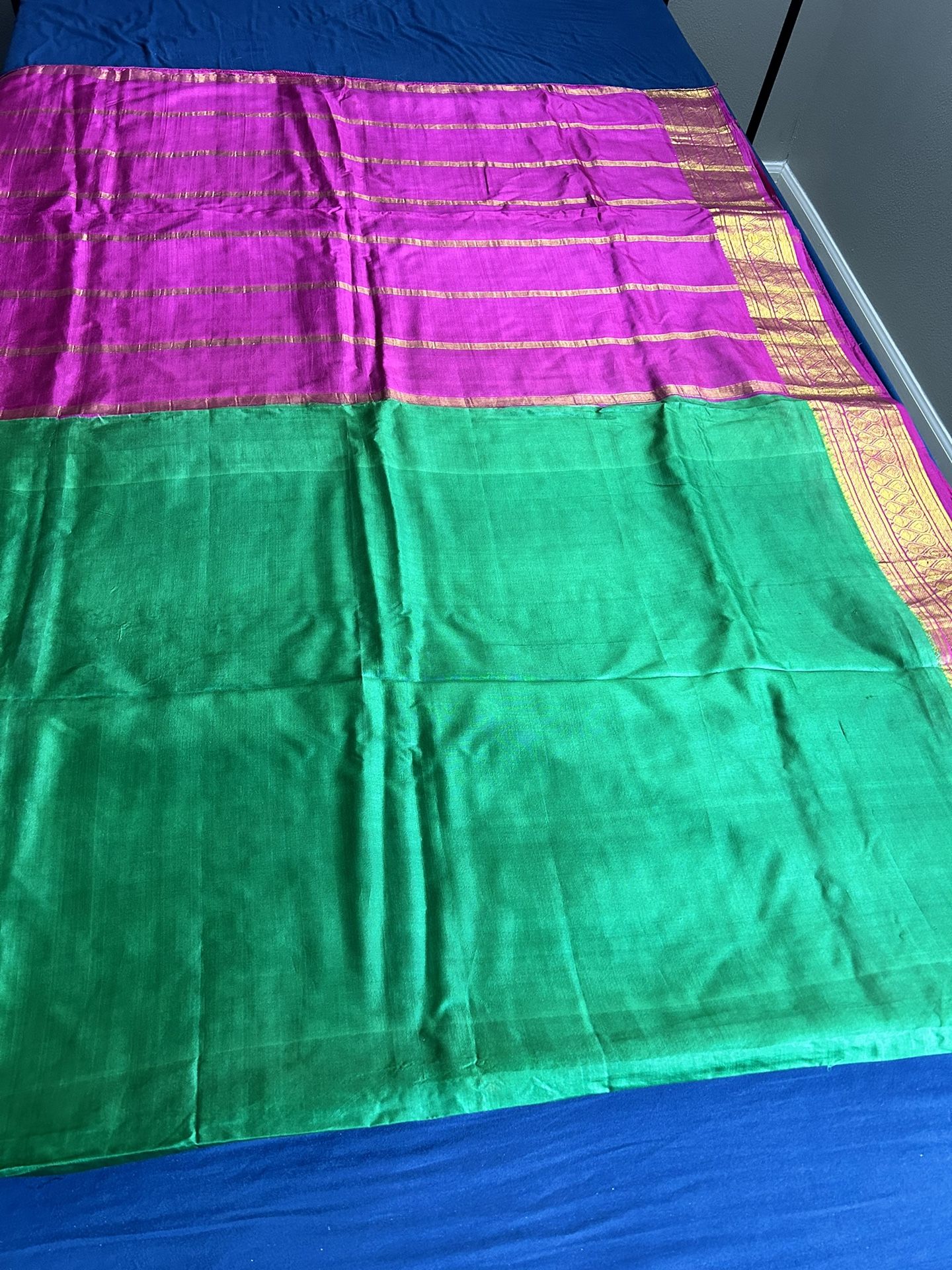 Party Wear New Beautiful Green-Magenta silk Sari