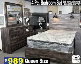 4Pc. Queen size Bedroom Set, furniture, recamaras