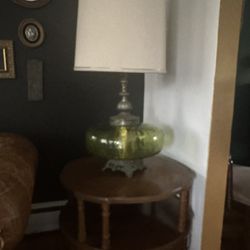 Vintage Swag Lamp Green Glass