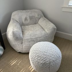 Bean Bag-like Chair.  And Ottoman