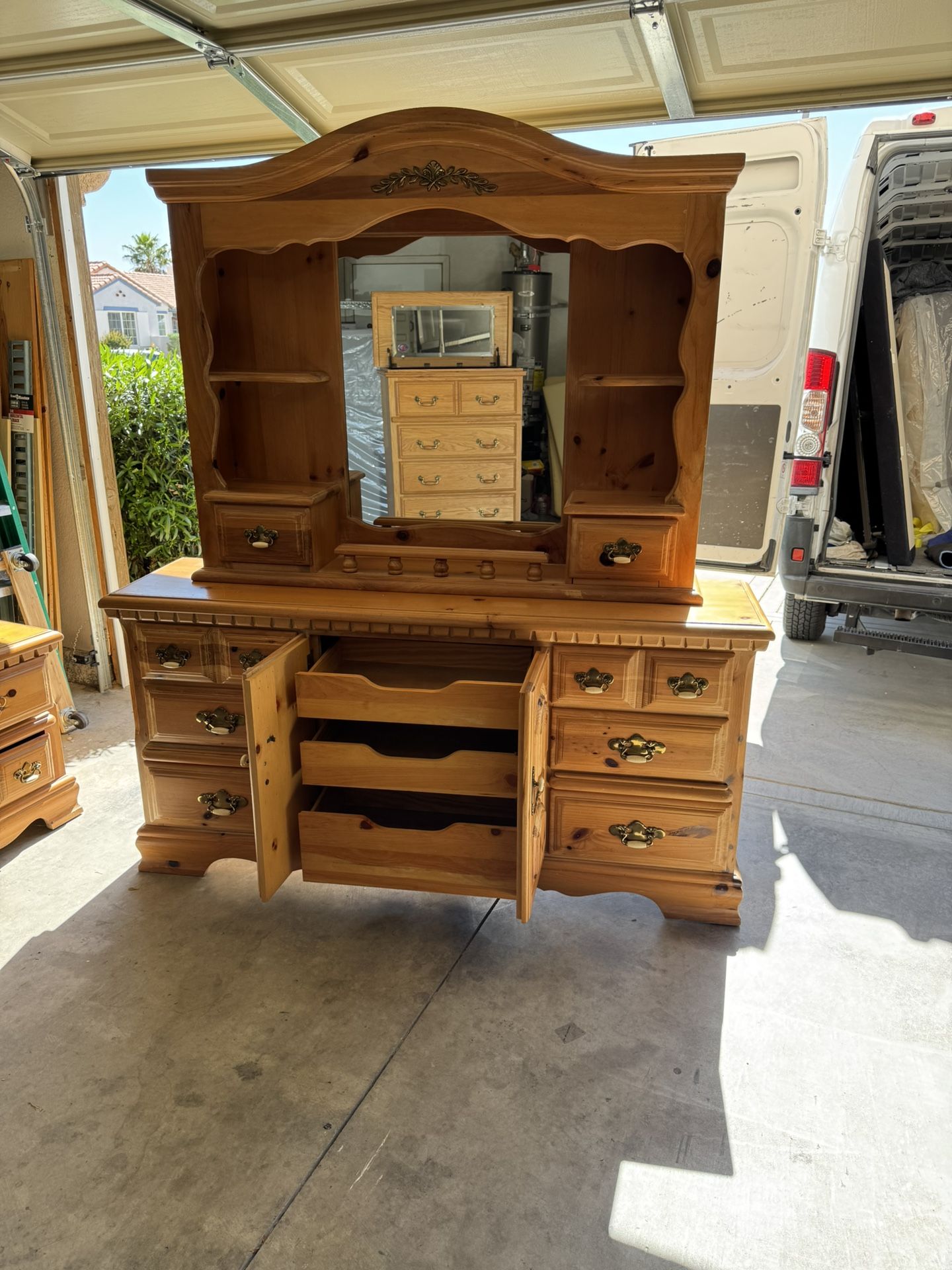 Oakwood Dresser Mirror And Overhead Lights $60 Medical Lift Two Harnesses $125 small table $15 chair and ottoman $30 free ottoman and chair with purch