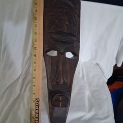 Hand Carved Tiki Face 19 "