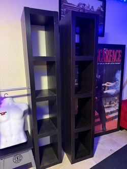 black IKEA bookshelf’s