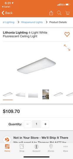Lithonia 4 light white fluorescent ceiling light w/diffuser