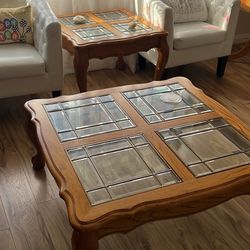 Antique Oak Coffee Table and Side Table