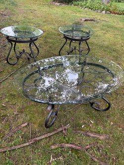Lot of 3 Glass Coffee Table and End tables