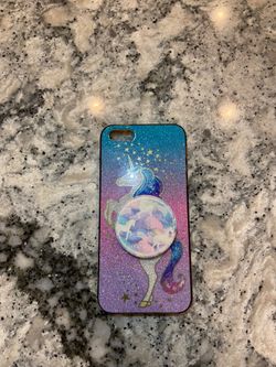 Iphone 5 unicorn case with pop socket