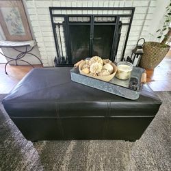 Chocolate Brown Faux Leather Storage Ottoman Footstool