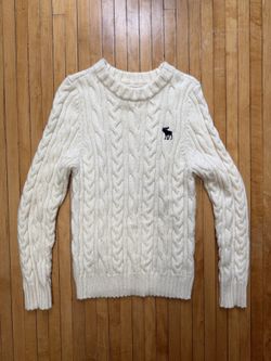 VTG Y2K Abercrombie & Fitch Cable Knit Wool Blend Women Sweater with Logo Sz. M