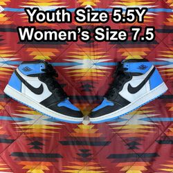 Air Jordan 1 Retro Hi OG UNC Toe GS Shoe Youth 5.5Y Women’s 7.5 Blue FD1437-400