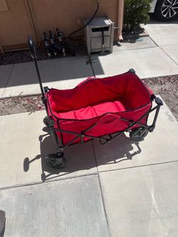 Goplus Folding Collapsible Wagon Utility Camping Cart With Wheels and Adjustable Handle Red