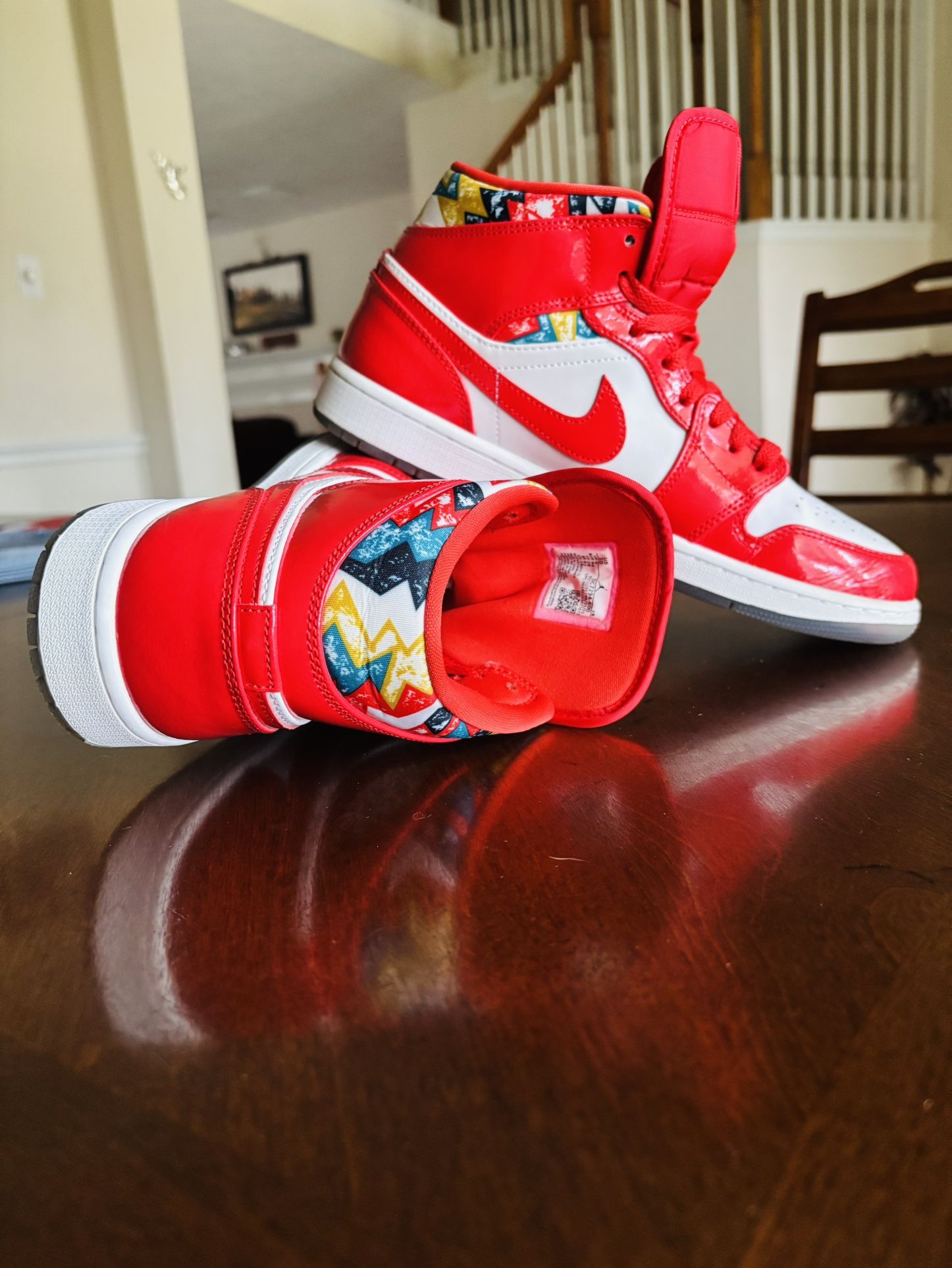 Jordan 1 Mid Barcelona Sweater Red Patent (Size 10M)
