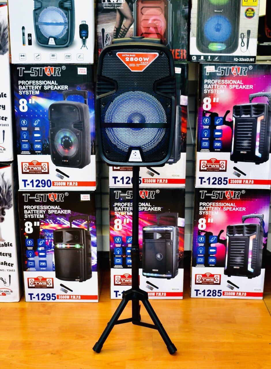 Professional Portable Battery Speaker iBASTEK LED Light Microphone