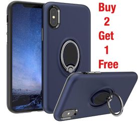 Shockproof iPhone X/ 7 plus/ 8 plus case (navy) with ring holder