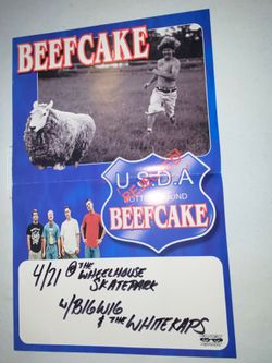 Vtg Beefcake U.S.D.A Bigwig The White Kaps wheelhouse skate park poster