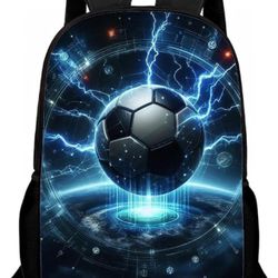 Water and Fire in Soccer Pattern Printed Backpack, Cool Soccer Printed Backpack, Multi Purpose Backpacks (#10, 17in)
