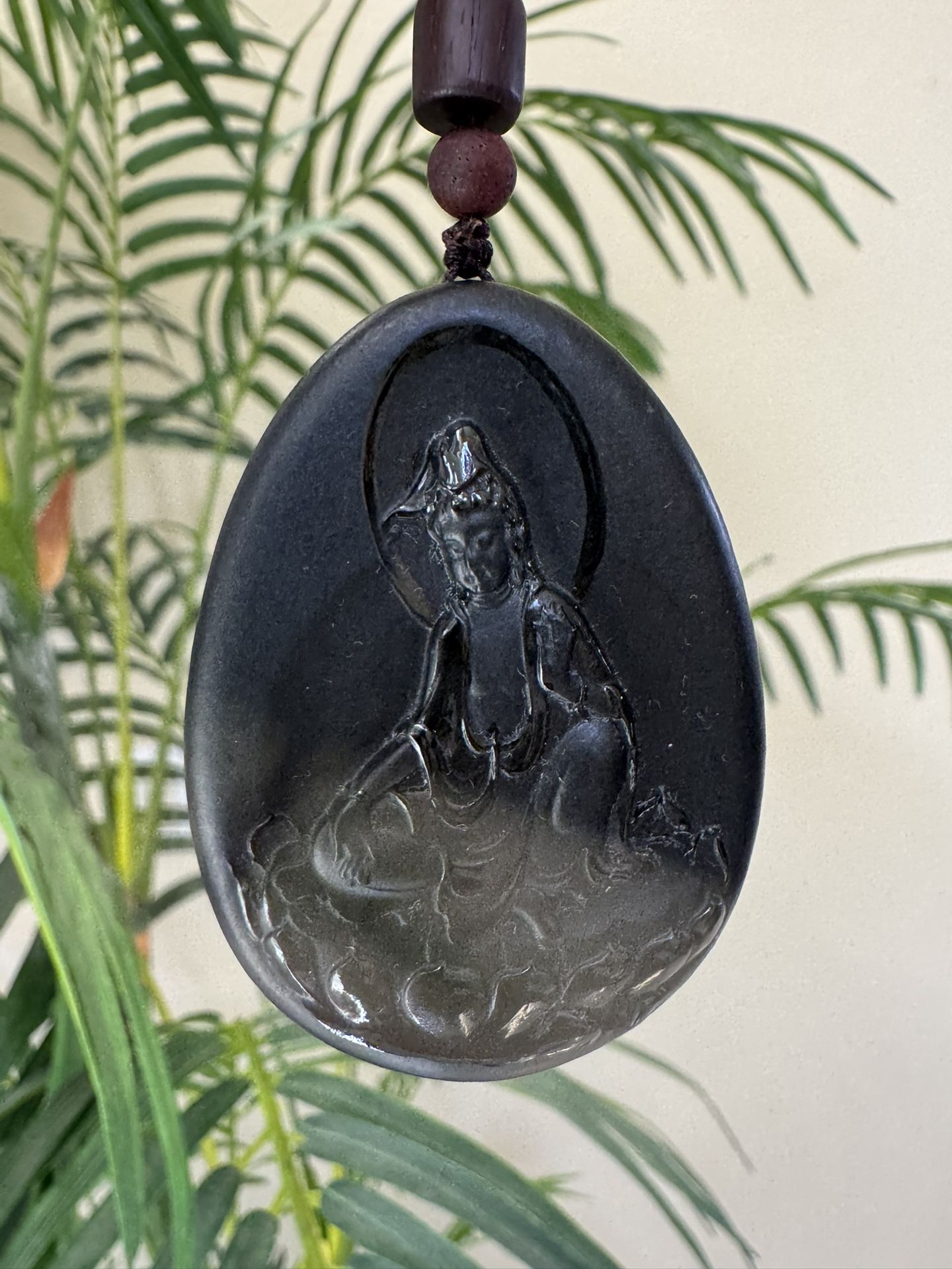 Natural black Hetian Guanyin Jade pendant