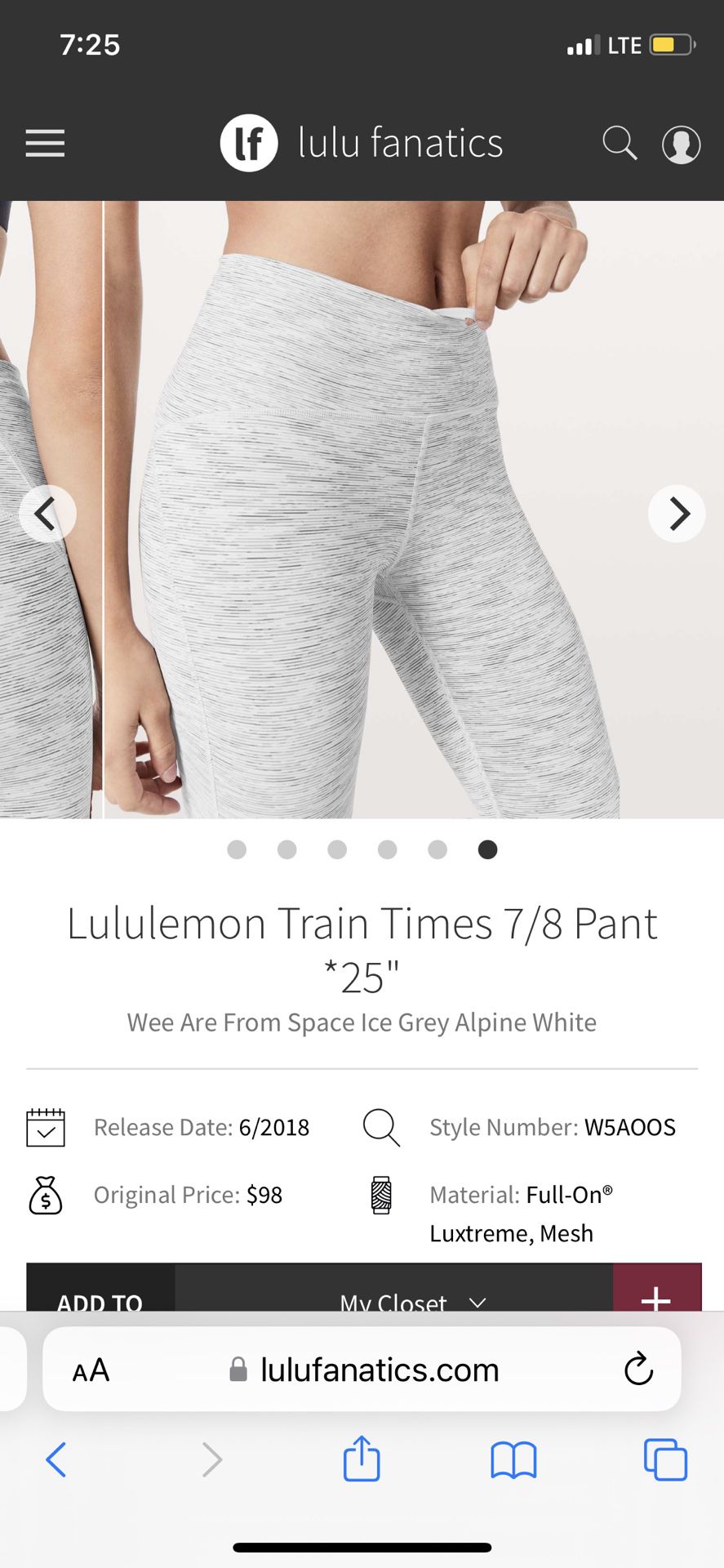 Lululemon Train Times 7/8 Pant *25 - Black - lulu fanatics