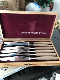 Vintage 1960s Gensico by Hull Set of 6 steak knives with box