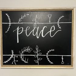 - 24x30 White & Gold Decorative Wall Fram w/ Black Chalkboard